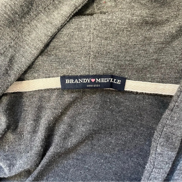 Brandy Melville Layla Dark Gray Hooded Tunic Sweatshirt One Size Women’s - Picture 10 of 12